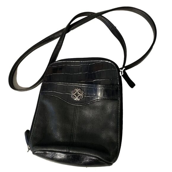 Rolfs Cross body bag leather small black 7”‎ x 7” - Picture 1 of 8